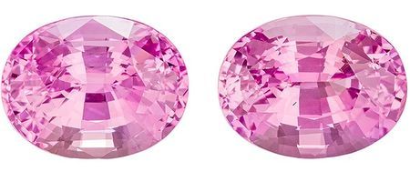 Faceted Pink Sapphire Gemstone Pair, 2.38 carats, Oval Cut, 6.8 x 5.2 mm, Beauty of a Gems