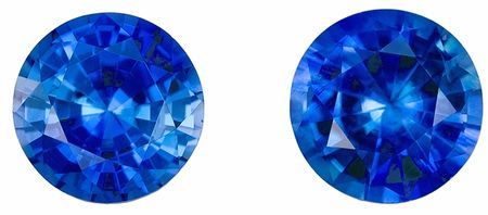 Fine Color Blue Sapphire Gemstone Pair 0.72 carats, Round Cut, 4.1 mm, with AfricaGems Certificate