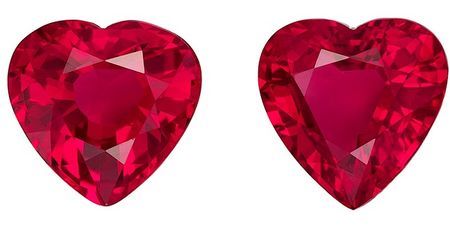 Unique Fiery Ruby Gemstones, Heart Cut, 1.69 carats, 6 x 5.8 mm Matching Pair, AfricaGems Certified - A Great Buy