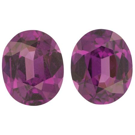Genuine Rhodolite Garnet Well Matched Gem Pair in Oval Cut, 3.76 carats, 8.50 x 6.90 mm Displays Rich Purple Color
