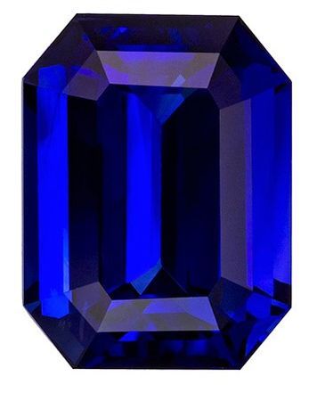 GIA Certified 5.29 carats Blue Sapphire Loose Gemstone in Emerald Cut, Vivid Blue, 10.7 x 8.2 mm