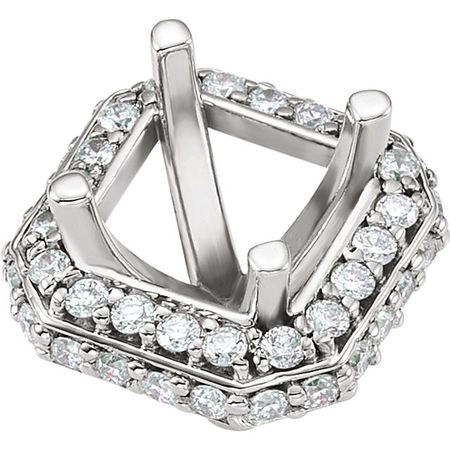 Gorgeous PreSet Halo Accented Peg Jewelry Finding for Square  Gemstone Size 4.50mm  5.50mm  Customize Metal Type