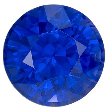 Great Color Blue Sapphire Gemstone 1.48 carats, Round Cut, 6.5 mm, with AfricaGems Certificate
