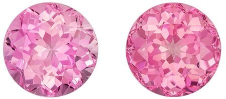 Great Deal on  Pink Tourmaline Gemstone Pair, 6.77 carats, Round Shape, 9.3 mm, A Natural Wonder