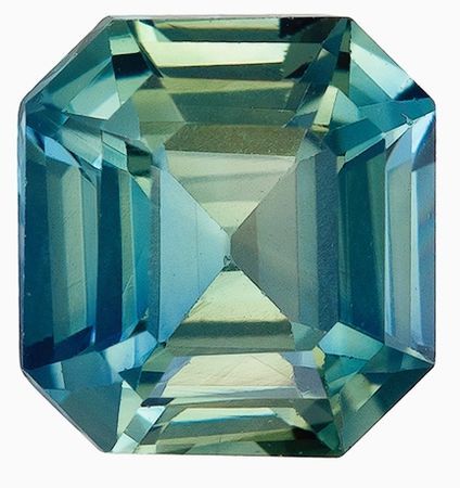 Great Ring Stone Blue Green Sapphire Gemstone 1.25 carats, Emerald Cut, 6.2 x 5.9 mm, with AfricaGems Certificate