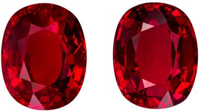 One of a Kind Pair of Rubies, 6.38 carats gemstones, Stunning Gems in 9.1 x 7.3  mm with GRS Certs