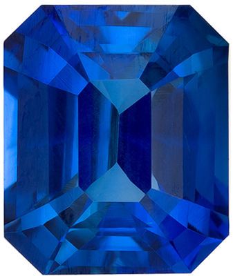 Highly Desirable Genuine Loose Blue Sapphire Gemstone in Emerald Cut, 1.58 carats, Rich Royal Blue, 6.7 x 5.7 mm
