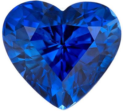 Hot Genuine Loose Blue Sapphire Gemstone in Heart Cut, 1.27 carats, Rich Royal Blue, 6.3 x 5.9 mm