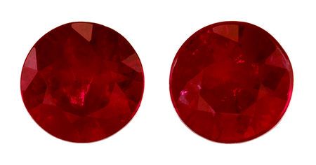 Low Price Round Cut Loose Ruby Gemstones, 0.57 carats, 4 mm Matching Pair, Super Lovely Gem