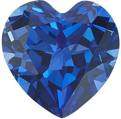 Lab Created Blue Sapphire Heart Cut in Grade GEM
