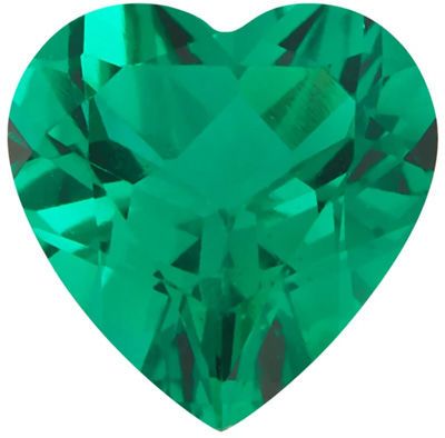 Lab Created Emerald Heart Cut in Grade GEM