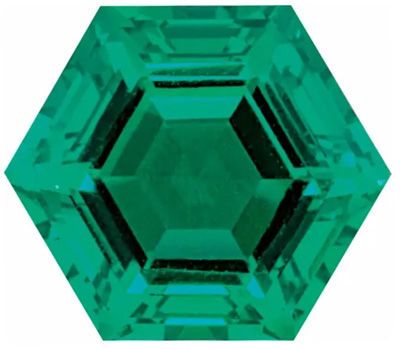 Lab Created Emerald Hexagon Cut in Grade GEM