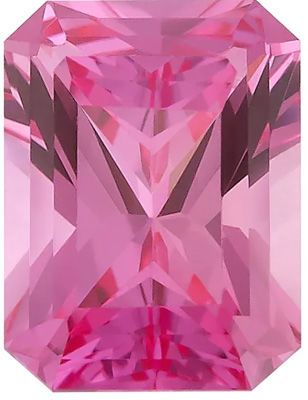 Lab Created Pink Sapphire Emerald Cut in Grade GEM