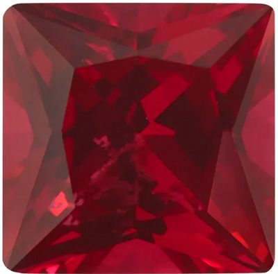 Lab Created Ruby Princess Cut in Grade GEM