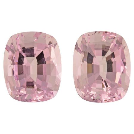 Loose Morganite Well Matched Gem Pair in Antique Cushion Cut, 31.46 carats, 17.30 x 14.80 mm Displays Rich Pink Color