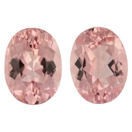 Loose Morganite Well Matched Gem Pair in Oval Cut, 8.7 carats, 13 x 10 mm Displays Vivid Pink Color