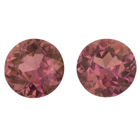 Loose Pink Sapphire Well Matched Gem Pair in Round Cut, 1.47 carats, 5.600 mm Displays Vivid Pink-Purple Color