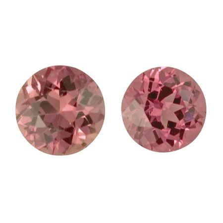 Loose Pink Sapphire Well Matched Gem Pair in Round Cut, 1.8 carats, 5.90 mm Displays Rich Pink Color