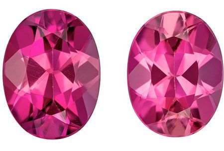 Loose Stone Pink Tourmaline Oval Shaped Gemstones Matching Pair, 2.43 carats, 8 x 6mm - Super Great Buy
