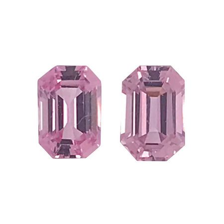 Low Price Pink Sapphire Well Matched Gem Pair in Octagon Cut, 1.25 carats, 6 x 4 mm Displays Pure Pink Color