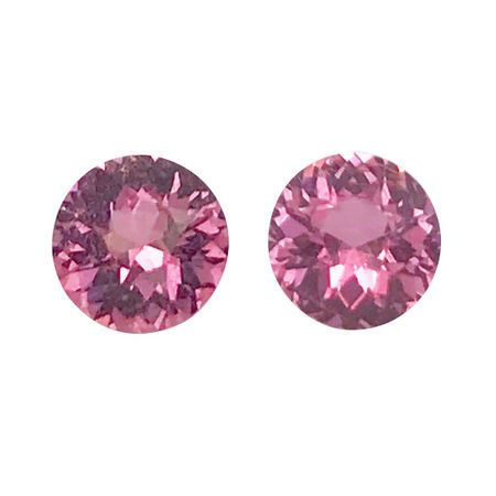 Low Price Pink Sapphire Well Matched Gem Pair in Round Cut, 1.41 carats, 5.50 mm Displays Pure Pink Color