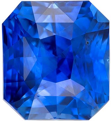 Must See Natural  Blue Sapphire Gem in Radiant Cut, 6.4 x 5.7 mm in Gorgeous Rich Blue, 1.55 carats