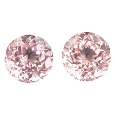 Natural Morganite Well Matched Gem Pair in Round Cut, 10.24 carats, 11 mm Displays Pure Pink Color