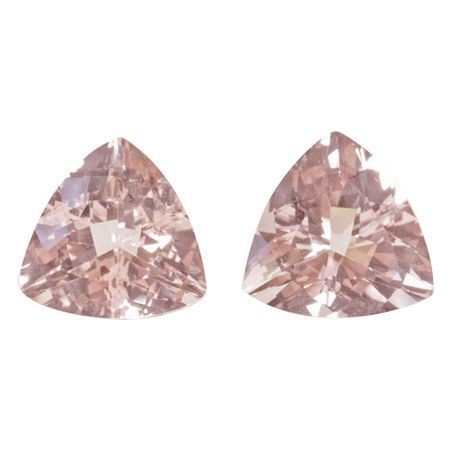 Natural Morganite Well Matched Gem Pair in Trillion Cut, 8.4 carats, 11.30 mm Displays Rich Pink Color