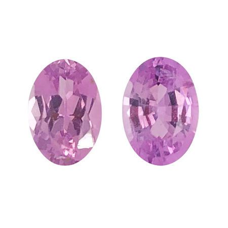 Natural Pink Sapphire Well Matched Gem Pair in Oval Cut, 1.18 carats, 6 x 4 mm Displays Pure Pink Color