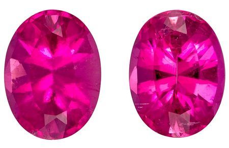 Natural Pink Tourmaline Gemstones, Oval Cut, 4.74 carats, 10.1 x 7.5 mm Matching Pair, AfricaGems Certified - Great for Studs