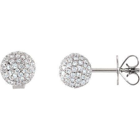 Natural Diamond Earrings in Enchanting Pave Ball Stud Earrings