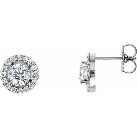 Natural Diamond Earrings in Platinum 1 1/4 Carat Diamond Halo-Style Earrings