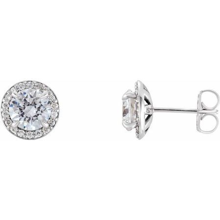 Natural Diamond Earrings in Platinum 1 1/5 Carat Diamond Halo-Style Earrings