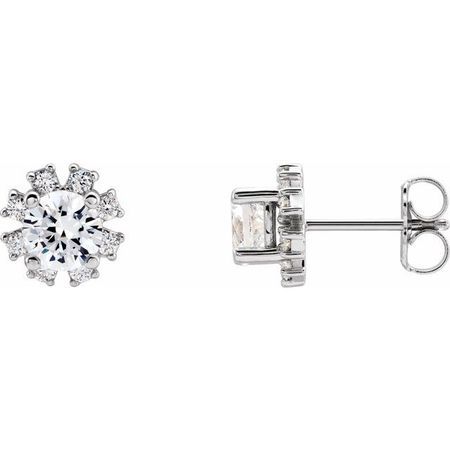 Natural Diamond Earrings in Platinum 1 1/8 Carat Diamond Earrings