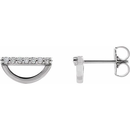 Natural Diamond Earrings in Platinum 1/10 Carat Diamond Geometric Earrings