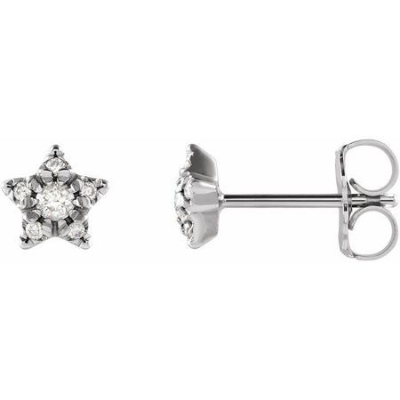 Natural Diamond Earrings in Platinum 1/10 Carat Diamond Star Earrings