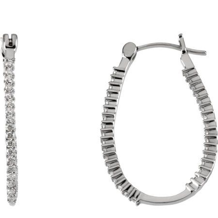 Natural Diamond Earrings in Platinum 1/2 Carat Diamond Inside/Outside Hoops
