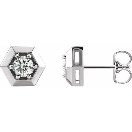 Natural Diamond Earrings in Platinum 1/2 Carat Diamond Geometric Earrings