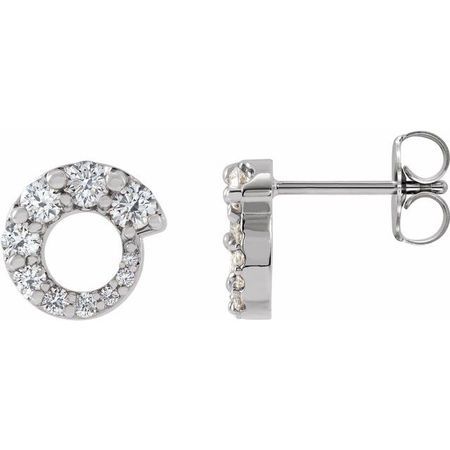 Natural Diamond Earrings in Platinum 1/2 Carat Diamond Graduated Circle Earrings