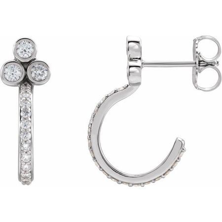 Natural Diamond Earrings in Platinum 1/2 Carat Diamond Hoop Earrings