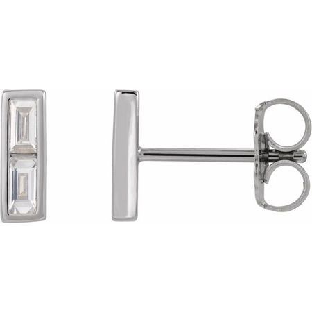 Natural Diamond Earrings in Platinum 1/4 Carat Diamond Bar Earrings