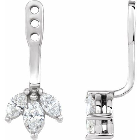 Platinum 0.25 Carat Weight Diamond Cluster Front-Back Earring Jackets