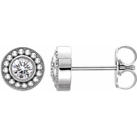 White Diamond Earrings in Platinum 1/5 Carat Diamond Beaded Earrings