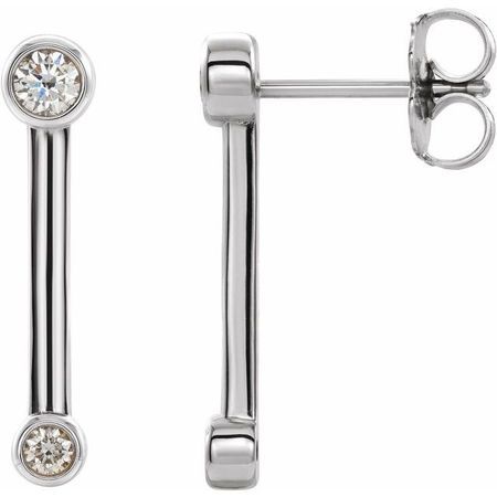 Natural Diamond Earrings in Platinum 1/5 Carat Diamond Bezel-Set Bar Earrings