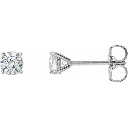Natural Diamond Earrings in Platinum 1 Carat Diamond 4-Prong CocKaratail-Style Earrings
