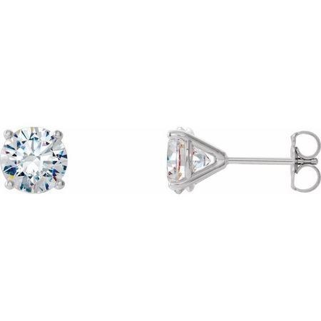 Natural Diamond Earrings in Platinum 2 Carat Diamond 4-Prong CocKaratail-Style Earrings