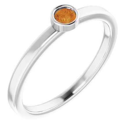 Golden Citrine Ring in Platinum 3 mm Round Citrine Ring