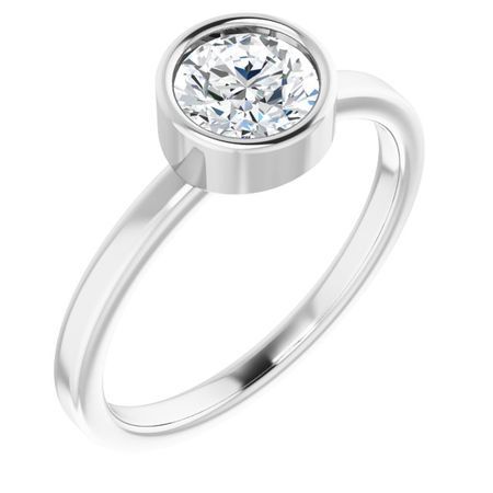 Genuine Sapphire Ring in Platinum 6 mm Round Sapphire Ring