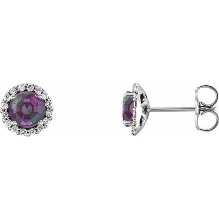 Genuine Alexandrite Earrings in Platinum Alexandrite & 1/6 Carat Diamond Earrings