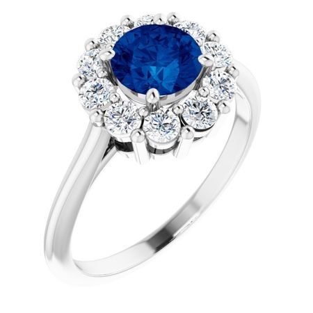 Genuine Sapphire Ring in Platinum Genuine Sapphire & 1/2 Carat Diamond Ring